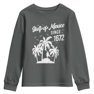 Gulf of Mexico Youth Sweatshirt Since 1672 Palm Trees Beach TS10 Dark Heather Print Your Wear