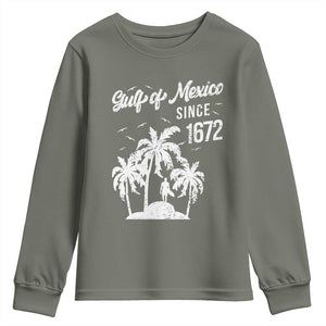 Gulf of Mexico Youth Sweatshirt Since 1672 Palm Trees Beach TS10 Military Green Print Your Wear