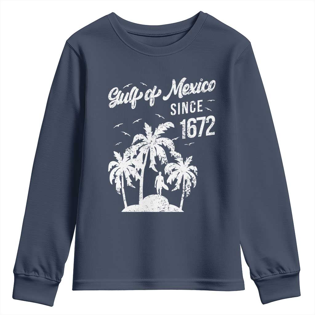 Gulf of Mexico Youth Sweatshirt Since 1672 Palm Trees Beach TS10 Navy Print Your Wear