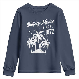 Gulf of Mexico Youth Sweatshirt Since 1672 Palm Trees Beach TS10 Navy Print Your Wear