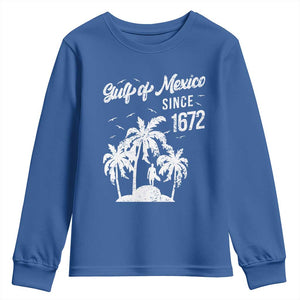 Gulf of Mexico Youth Sweatshirt Since 1672 Palm Trees Beach TS10 Royal Blue Print Your Wear