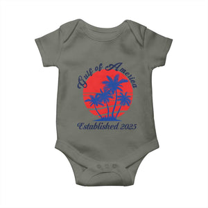 Welcome To America's Gulf Baby Onesie Established 2025 Trump Mexico Vintage Summer Beach Vibes TS10 Military Green Print Your Wear