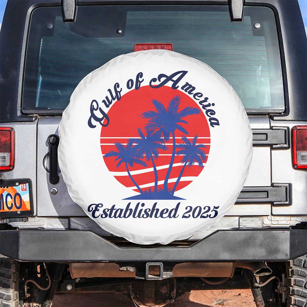 Welcome To America's Gulf Spare Tire Cover Established 2025 Trump Mexico Vintage Summer Beach Vibes TS10 No hole White Print Your Wear