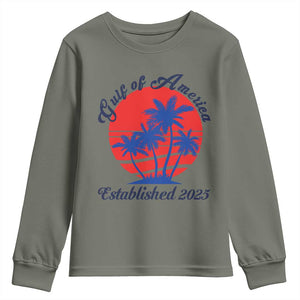 Welcome To America's Gulf Youth Sweatshirt Established 2025 Trump Mexico Vintage Summer Beach Vibes TS10 Military Green Print Your Wear