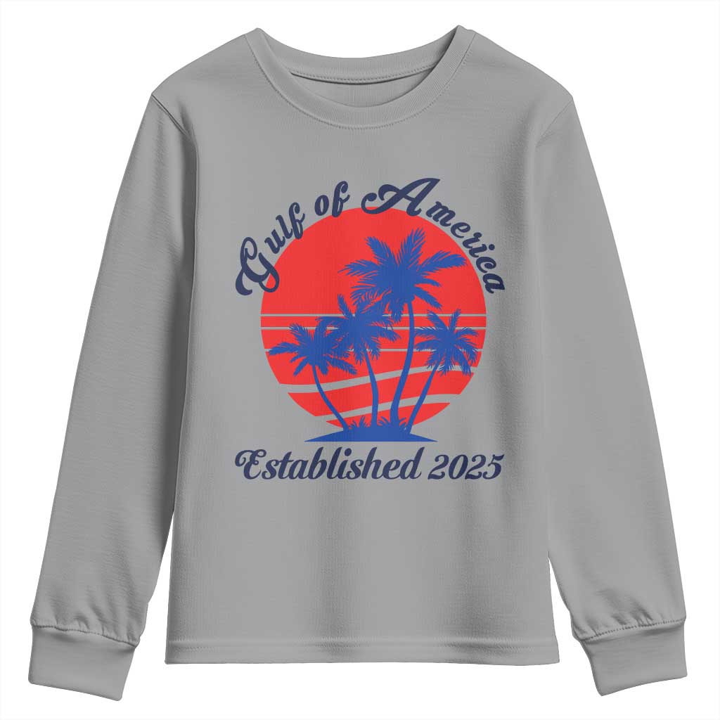 Welcome To America's Gulf Youth Sweatshirt Established 2025 Trump Mexico Vintage Summer Beach Vibes TS10 Sport Gray Print Your Wear