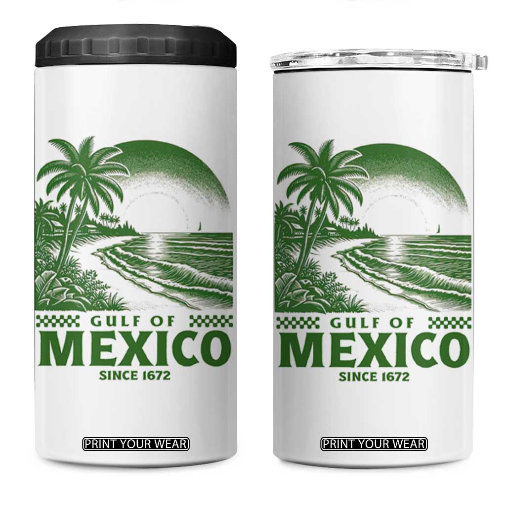 Gulf of Mexico Since 1672 4 in 1 Can Cooler Tumbler Retro Vintage Mexican Beach Forever TS10 One Size: 16 oz White Print Your Wear