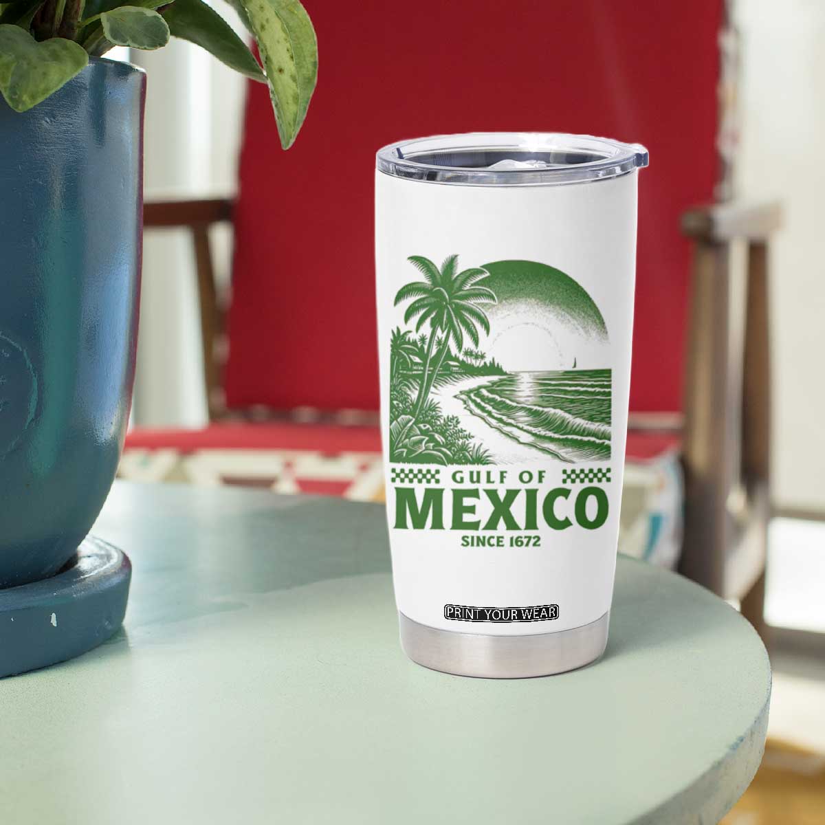 Gulf of Mexico Since 1672 Tumbler Cup Retro Vintage Mexican Beach Forever TS10 Print Your Wear