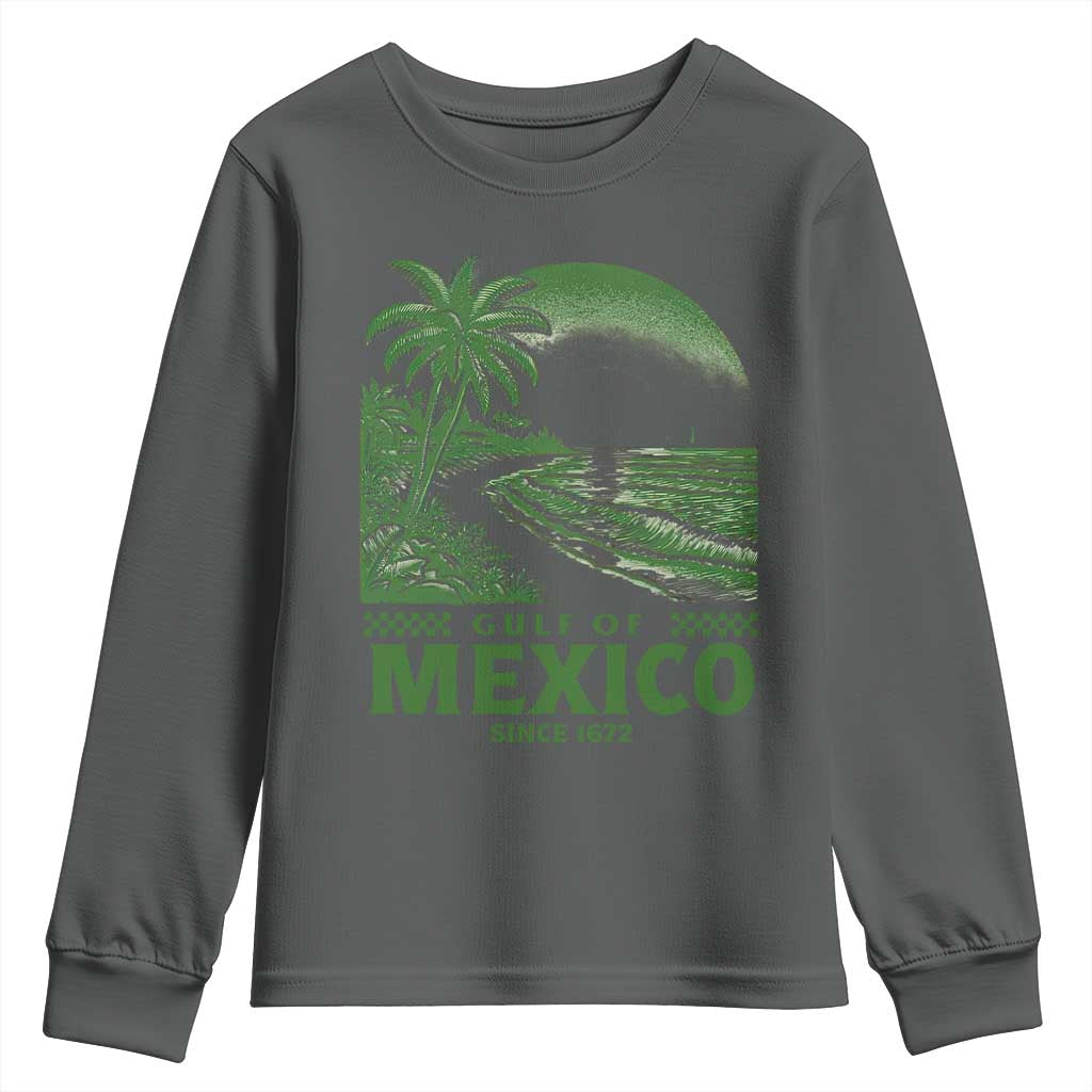 Gulf of Mexico Since 1672 Youth Sweatshirt Retro Vintage Mexican Beach Forever TS10 Dark Heather Print Your Wear