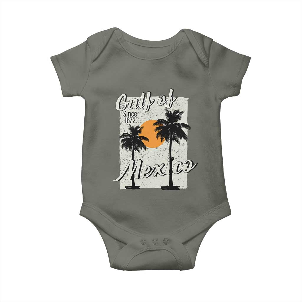 Gulf of Mexico Baby Onesie Since 1672 Beach Vibes TS10 Military Green Print Your Wear