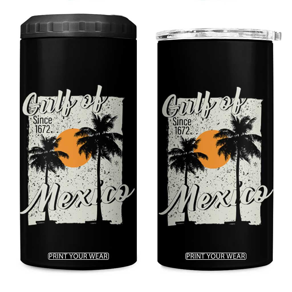 Gulf of Mexico 4 in 1 Can Cooler Tumbler Since 1672 Beach Vibes TS10 One Size: 16 oz Black Print Your Wear