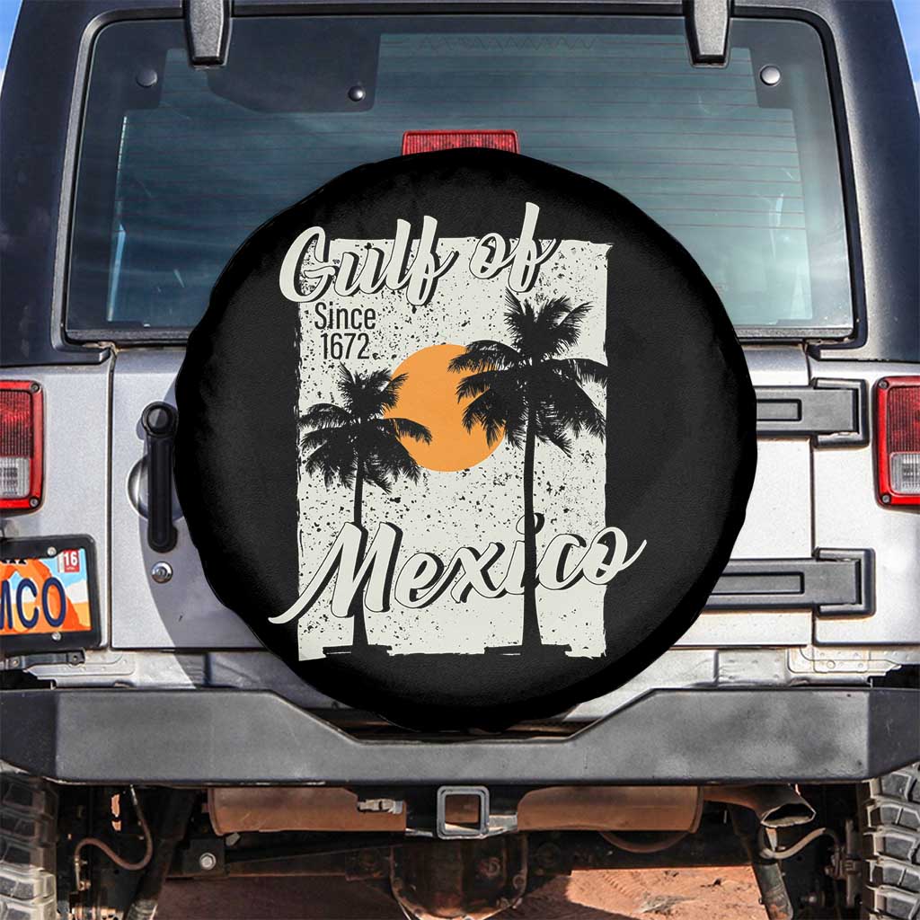 Gulf of Mexico Spare Tire Cover Since 1672 Beach Vibes TS10 No hole Black Print Your Wear