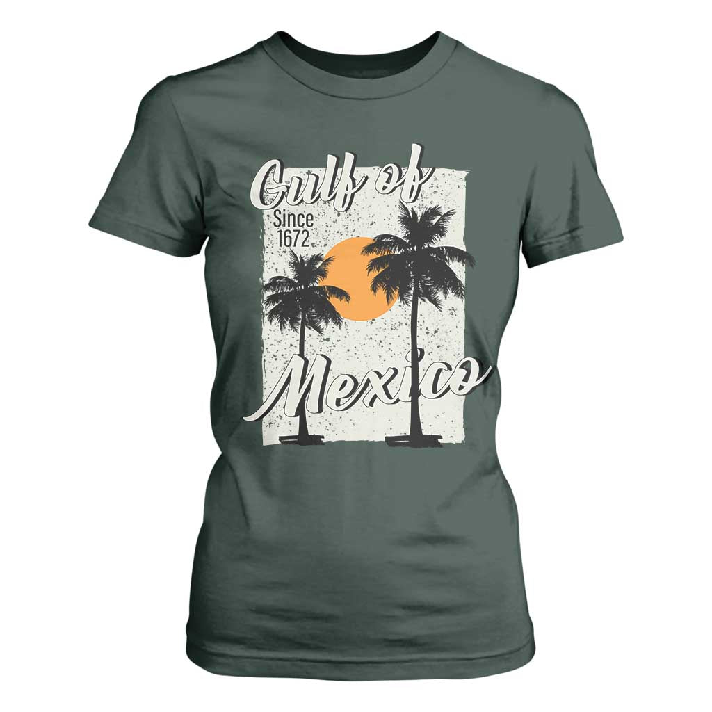 Gulf of Mexico T Shirt For Women Since 1672 Beach Vibes TS10 Dark Forest Green Print Your Wear