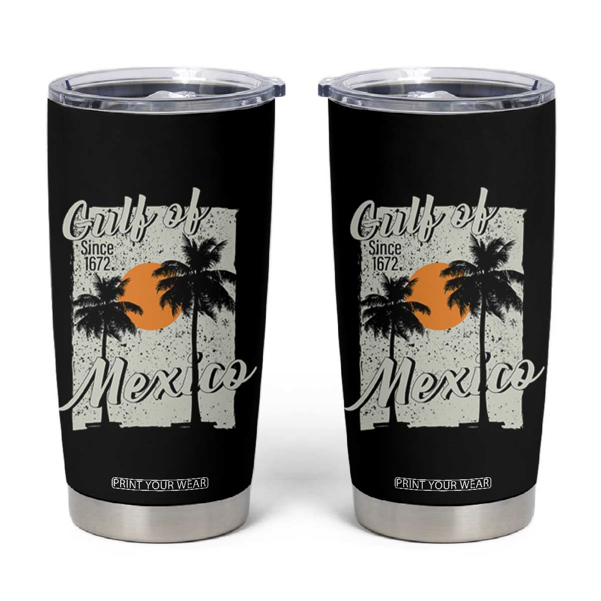 Gulf of Mexico Tumbler Cup Since 1672 Beach Vibes TS10 Black Print Your Wear