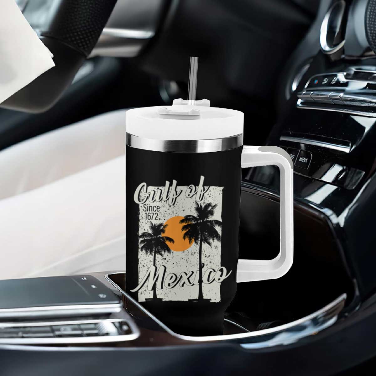 Gulf of Mexico Tumbler With Handle Since 1672 Beach Vibes TS10 Print Your Wear