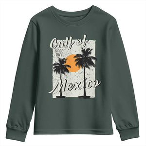 Gulf of Mexico Youth Sweatshirt Since 1672 Beach Vibes TS10 Dark Forest Green Print Your Wear