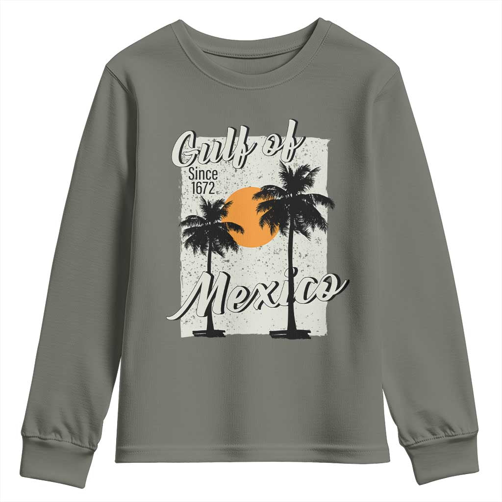 Gulf of Mexico Youth Sweatshirt Since 1672 Beach Vibes TS10 Military Green Print Your Wear
