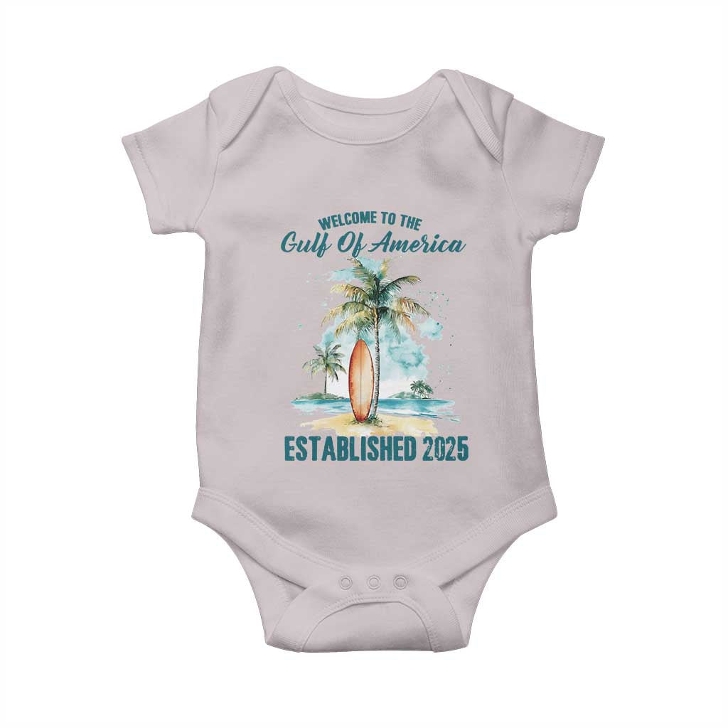 Welcome To America's Gulf Baby Onesie Established 2025 Retro Vintage Beach TS10 Ice Gray Print Your Wear
