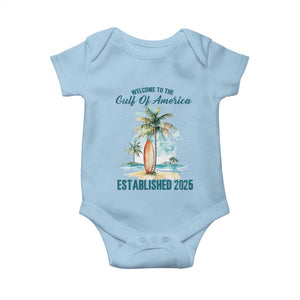 Welcome To America's Gulf Baby Onesie Established 2025 Retro Vintage Beach TS10 Light Blue Print Your Wear