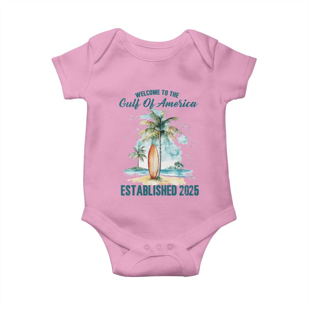 Welcome To America's Gulf Baby Onesie Established 2025 Retro Vintage Beach TS10 Light Pink Print Your Wear
