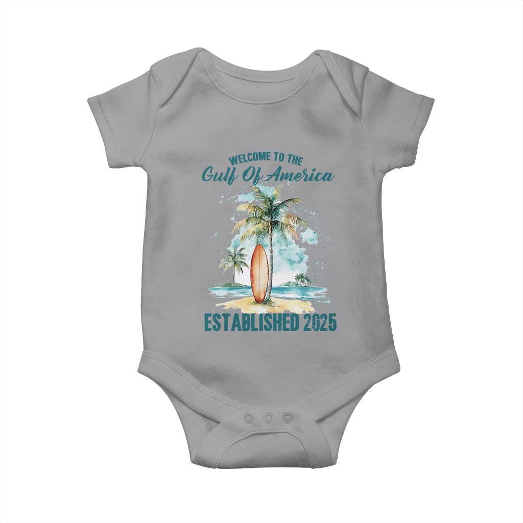 Welcome To America's Gulf Baby Onesie Established 2025 Retro Vintage Beach TS10 Sport Gray Print Your Wear