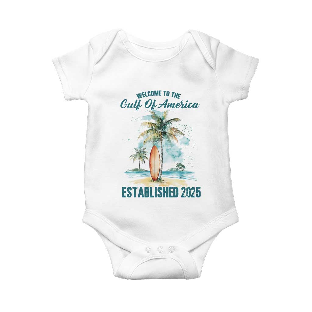Welcome To America's Gulf Baby Onesie Established 2025 Retro Vintage Beach TS10 White Print Your Wear