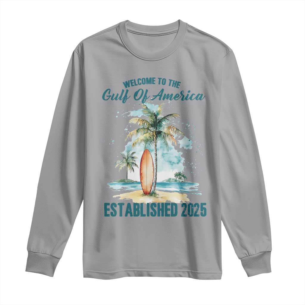 Welcome To America's Gulf Long Sleeve Shirt Established 2025 Retro Vintage Beach TS10 Sport Gray Print Your Wear