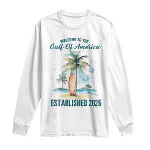 Welcome To America's Gulf Long Sleeve Shirt Established 2025 Retro Vintage Beach TS10 White Print Your Wear