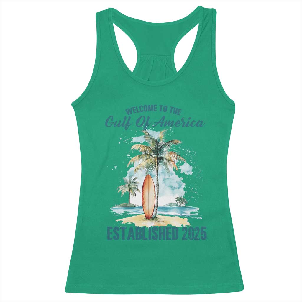 Welcome To America's Gulf Racerback Tank Top Established 2025 Retro Vintage Beach TS10 Irish Green Print Your Wear
