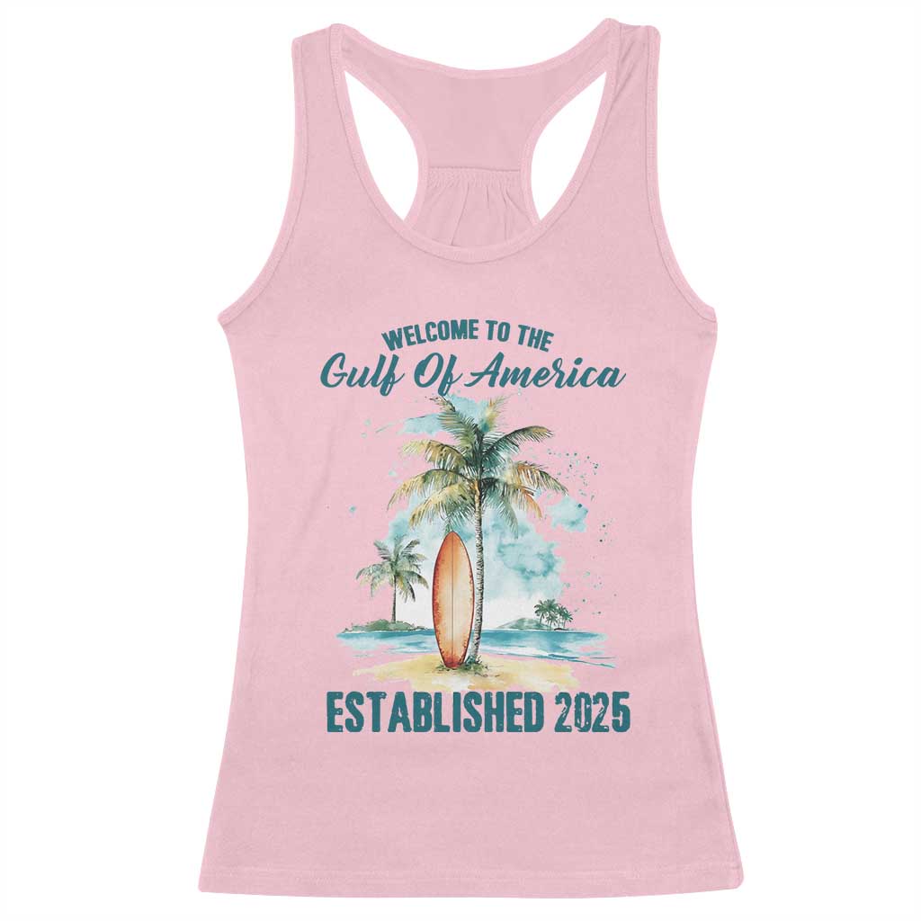 Welcome To America's Gulf Racerback Tank Top Established 2025 Retro Vintage Beach TS10 Light Pink Print Your Wear