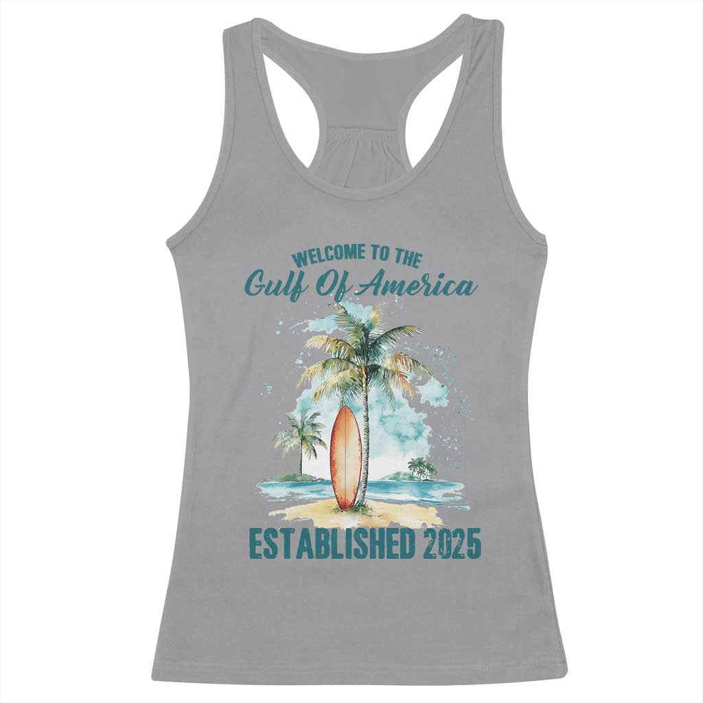 Welcome To America's Gulf Racerback Tank Top Established 2025 Retro Vintage Beach TS10 Sport Gray Print Your Wear