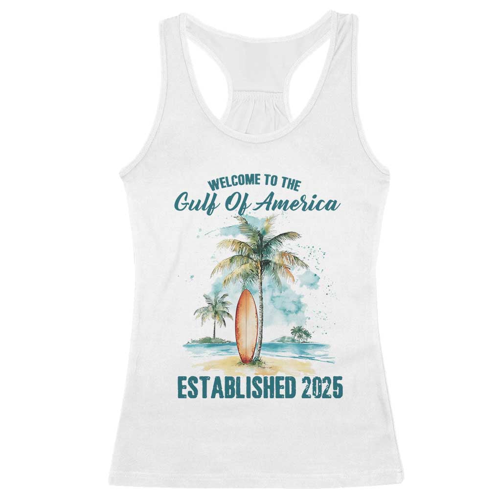 Welcome To America's Gulf Racerback Tank Top Established 2025 Retro Vintage Beach TS10 White Print Your Wear