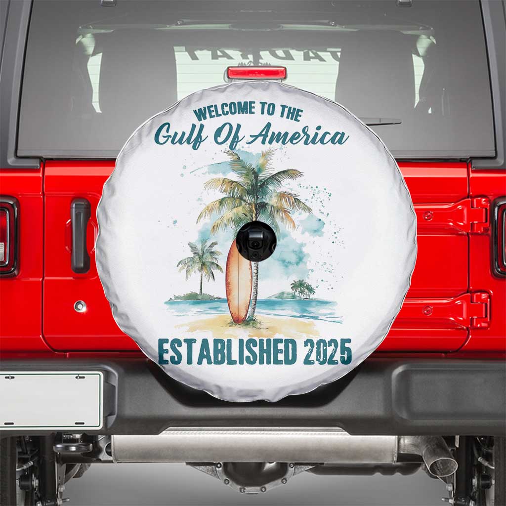 Welcome To America's Gulf Spare Tire Cover Established 2025 Retro Vintage Beach TS10 White Print Your Wear