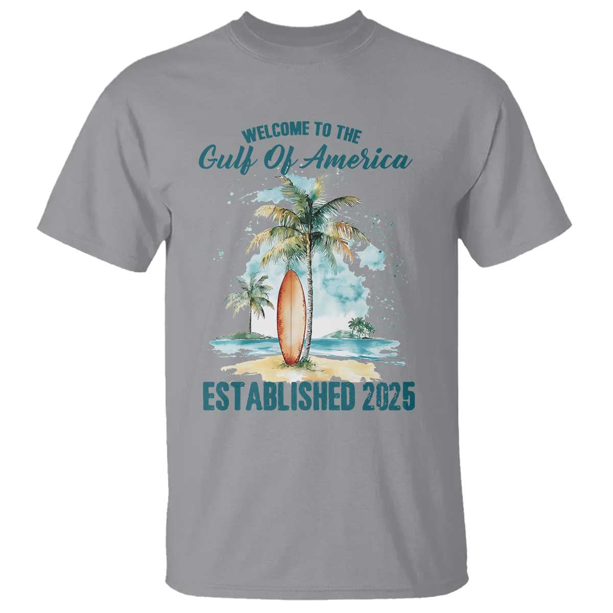 Welcome To America's Gulf T Shirt Established 2025 Retro Vintage Beach TS10 Sport Gray Print Your Wear