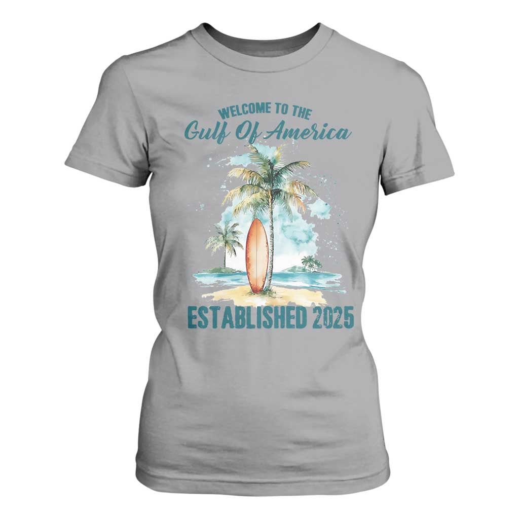 Welcome To America's Gulf T Shirt For Women Established 2025 Retro Vintage Beach TS10 Sport Gray Print Your Wear