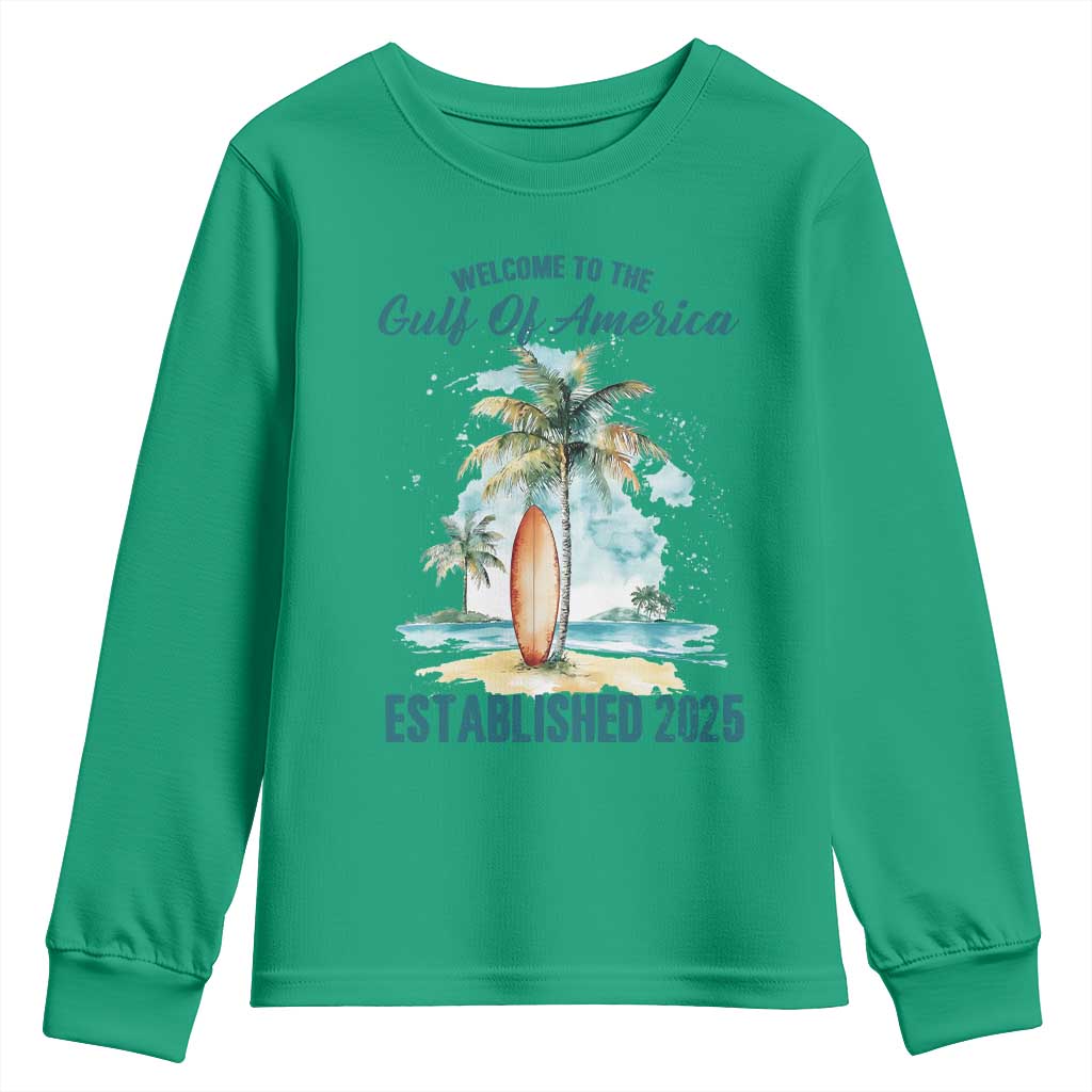 Welcome To America's Gulf Youth Sweatshirt Established 2025 Retro Vintage Beach TS10 Irish Green Print Your Wear