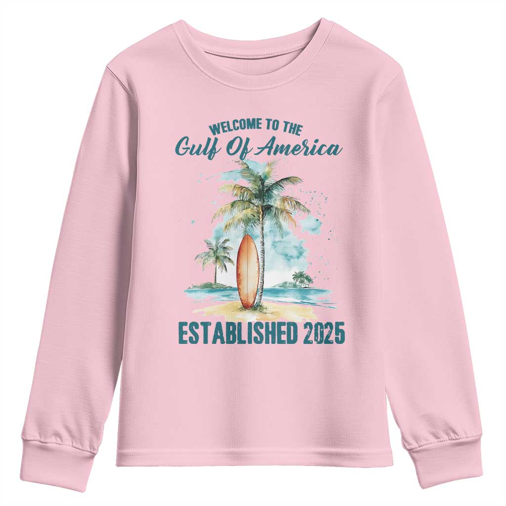 Welcome To America's Gulf Youth Sweatshirt Established 2025 Retro Vintage Beach TS10 Light Pink Print Your Wear