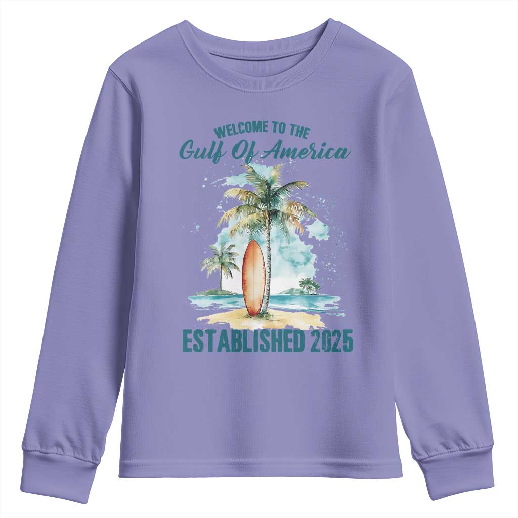 Welcome To America's Gulf Youth Sweatshirt Established 2025 Retro Vintage Beach TS10 Violet Print Your Wear