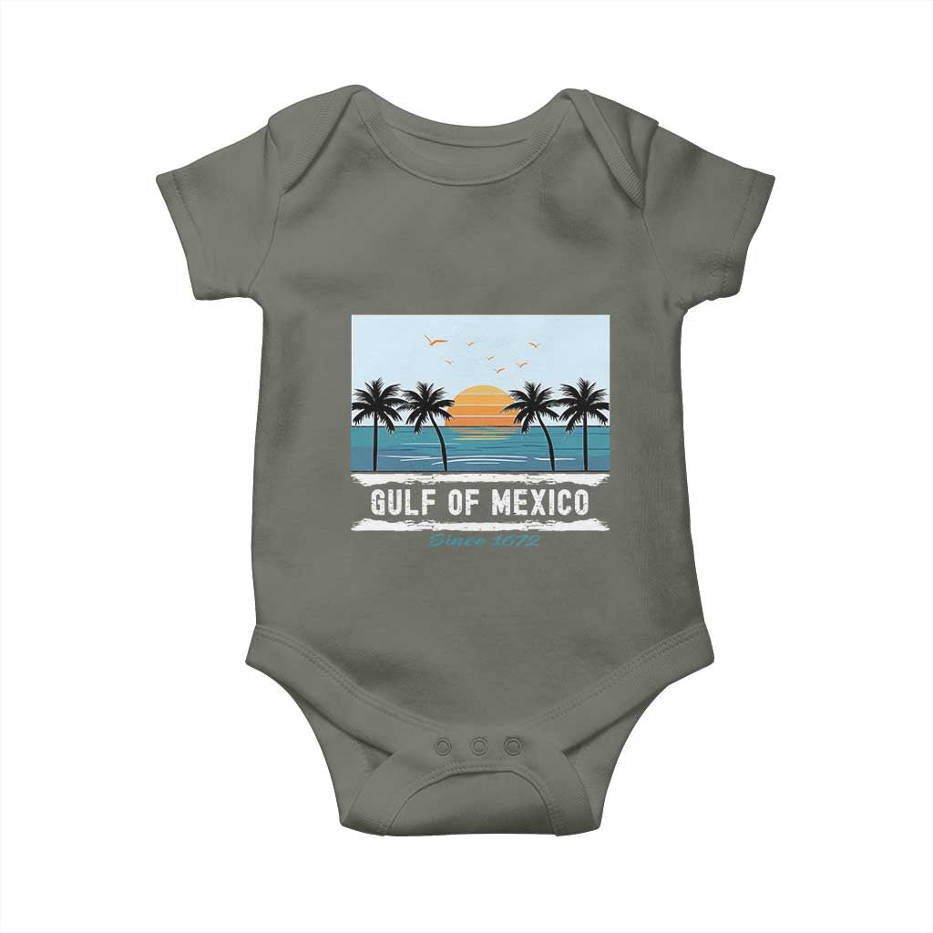 Gulf of Mexico Baby Onesie Retro Beach Vibes TS10 Military Green Print Your Wear