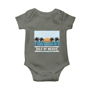 Gulf of Mexico Baby Onesie Retro Beach Vibes TS10 Military Green Print Your Wear