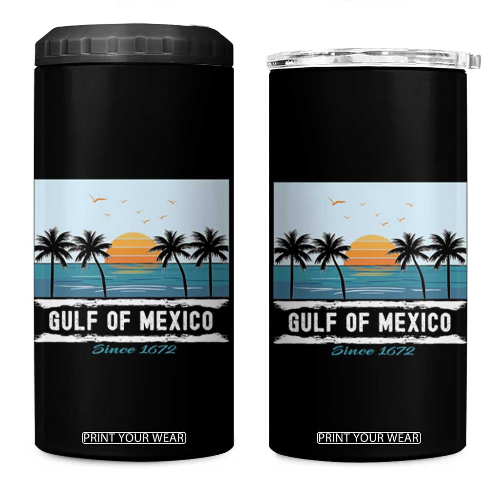 Gulf of Mexico 4 in 1 Can Cooler Tumbler Retro Beach Vibes TS10 One Size: 16 oz Black Print Your Wear