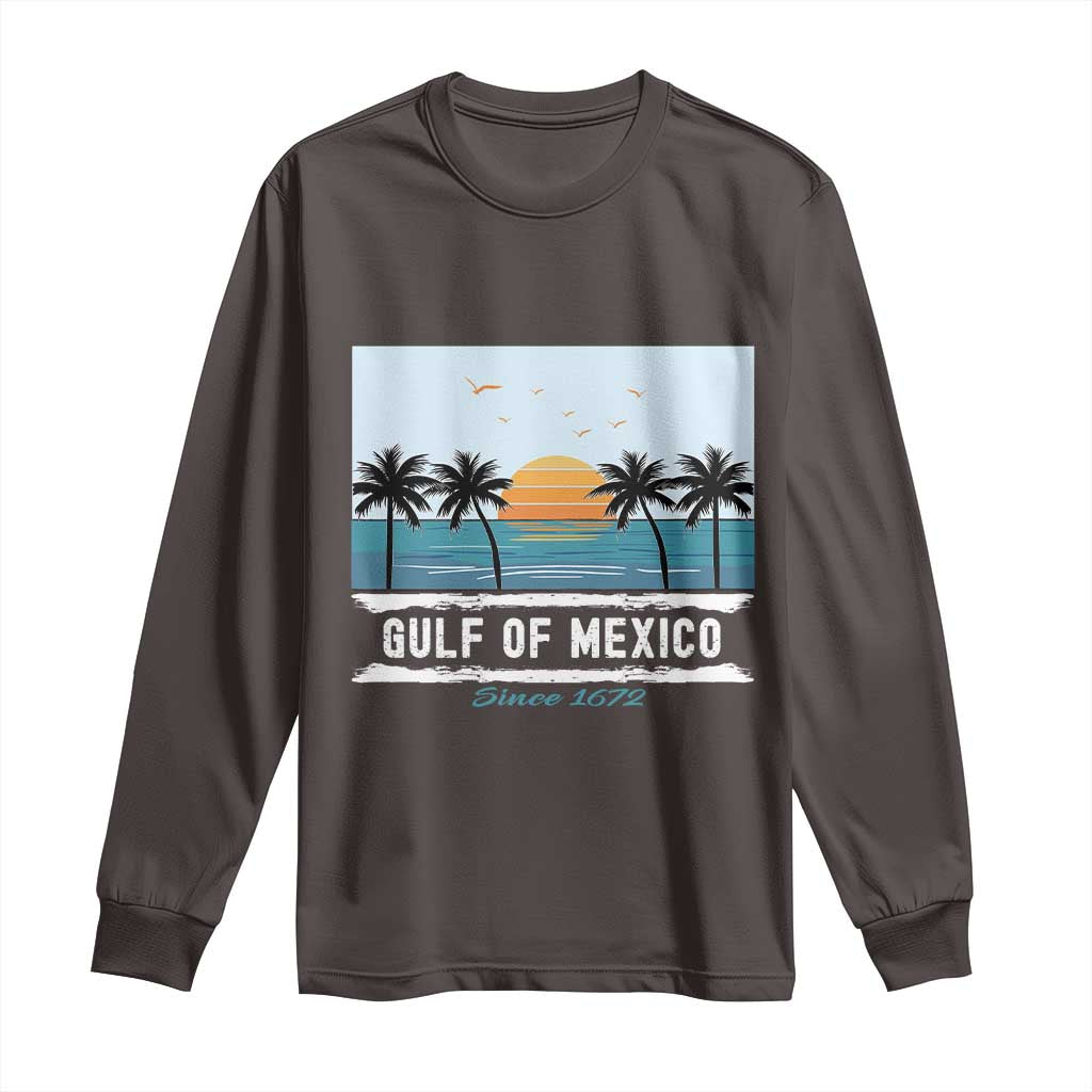 Gulf of Mexico Long Sleeve Shirt Retro Beach Vibes TS10 Dark Chocolate Print Your Wear