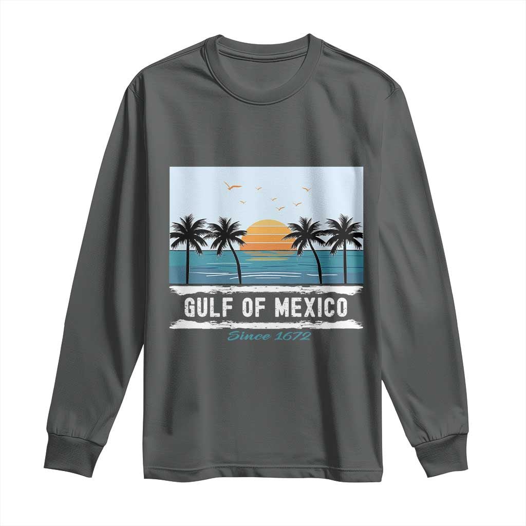 Gulf of Mexico Long Sleeve Shirt Retro Beach Vibes TS10 Dark Heather Print Your Wear