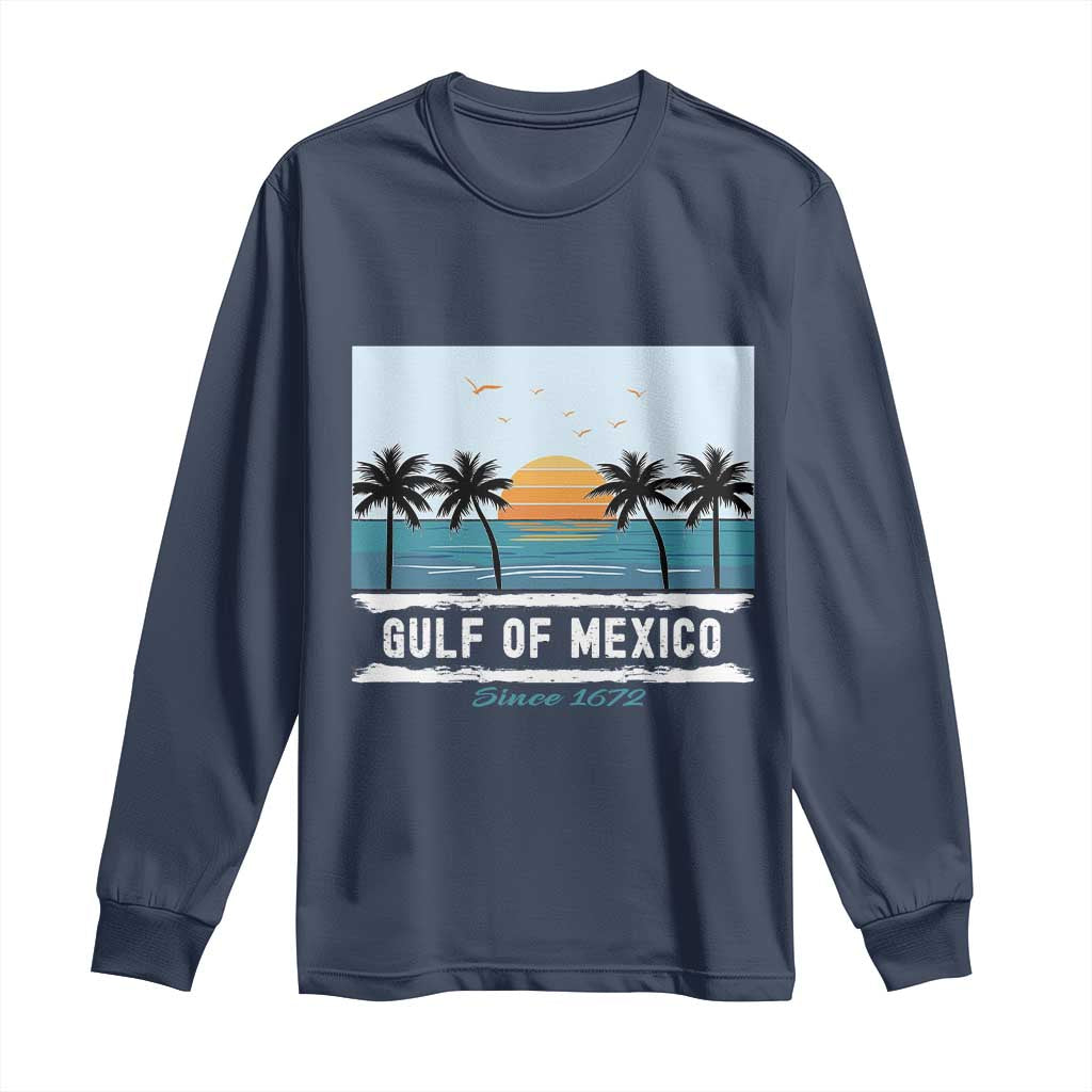 Gulf of Mexico Long Sleeve Shirt Retro Beach Vibes TS10 Navy Print Your Wear