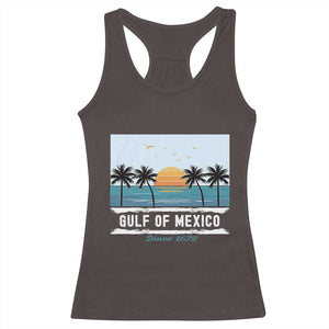 Gulf of Mexico Racerback Tank Top Retro Beach Vibes TS10 Dark Chocolate Print Your Wear