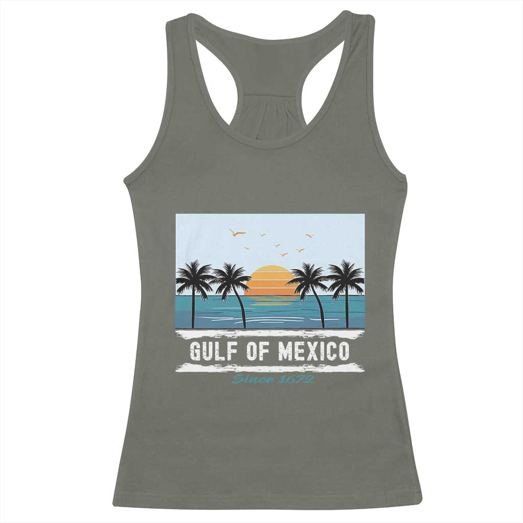 Gulf of Mexico Racerback Tank Top Retro Beach Vibes TS10 Military Green Print Your Wear