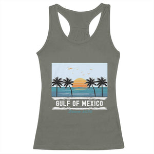 Gulf of Mexico Racerback Tank Top Retro Beach Vibes TS10 Military Green Print Your Wear