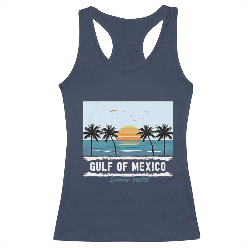 Gulf of Mexico Racerback Tank Top Retro Beach Vibes TS10 Navy Print Your Wear