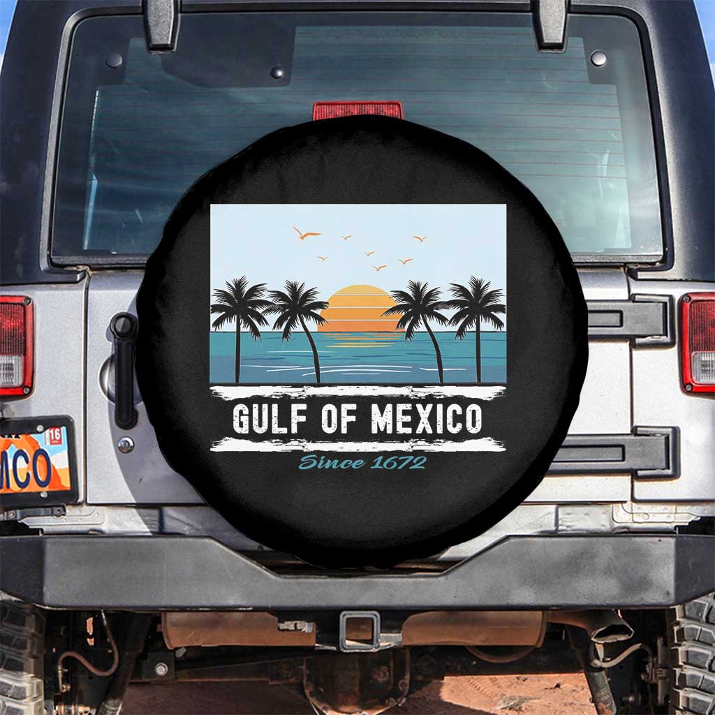 Gulf of Mexico Spare Tire Cover Retro Beach Vibes TS10 No hole Black Print Your Wear