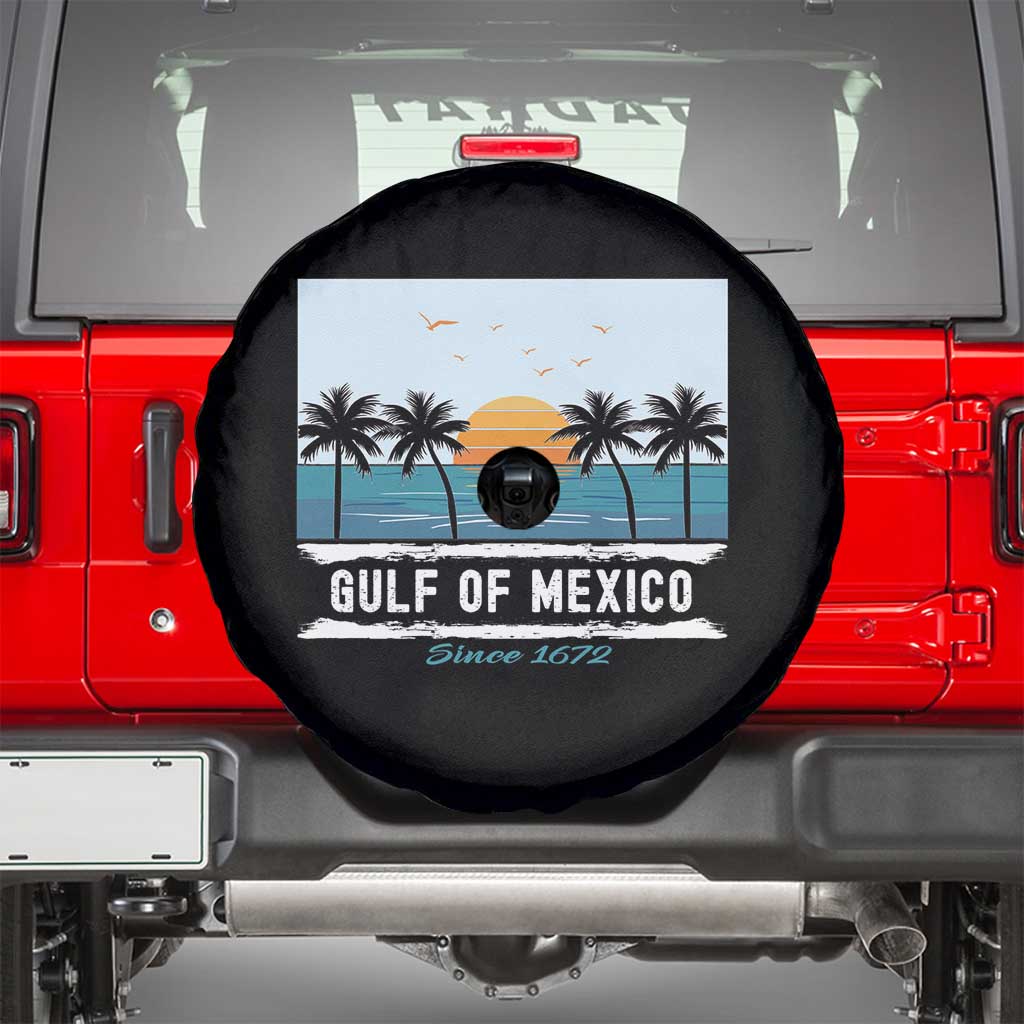 Gulf of Mexico Spare Tire Cover Retro Beach Vibes TS10 Black Print Your Wear
