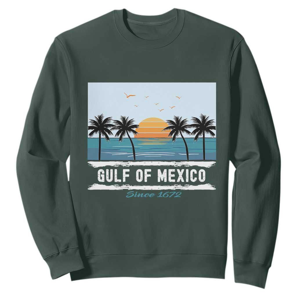 Gulf of Mexico Sweatshirt Retro Beach Vibes TS10 Dark Forest Green Print Your Wear